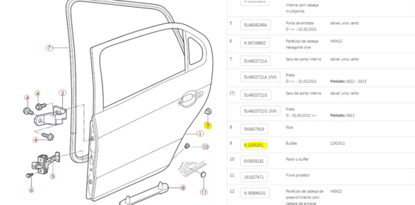 TAMPÃO BATENTE PORTA E MALA GOL PARATI ORIGINAL VW N0200251 - Image 3