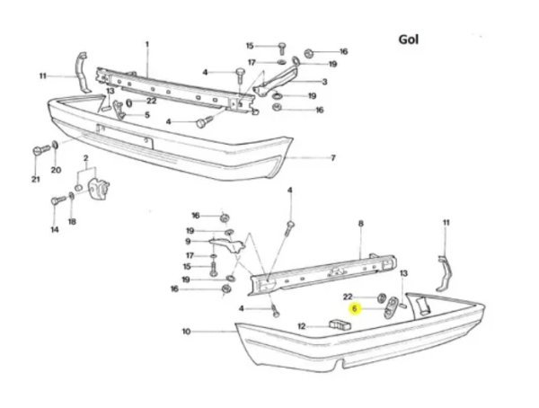 SUPORTE LATERAL PARACHOQUE TRASEIRO GOL G1 VW 3058071933 - Image 4